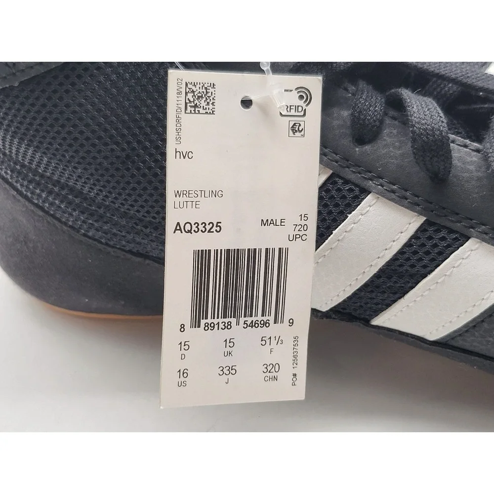 Adidas HVC 2 Wrestling Shoes Mens 16 NWOB Black White MMA Boxing Gum‎ AQ3325